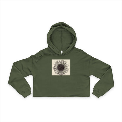 Chic Sunburst Cropped Hoodie | Trendy Women's Sweatshirt for Casual Outings, Fitness, Gifts, Summer Style, Unique Artwear