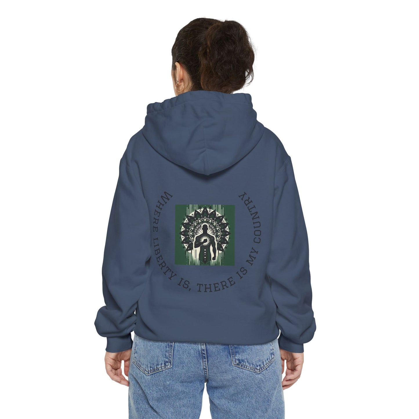 Patriotic Garment-Dyed Hoodie, Casual Sweatshirt, College Spirit Wear, Unisex Apparel, Comfortable Layering, Gift for Students