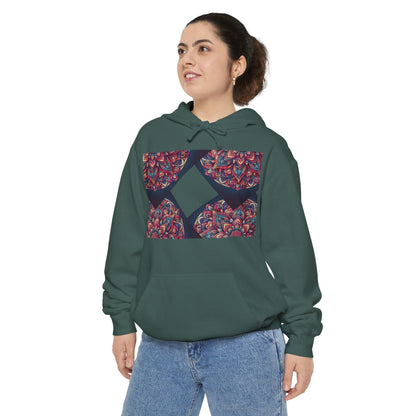 Garment-Dyed Mandala Hoodie - Cozy Floral Art Sweatshirt