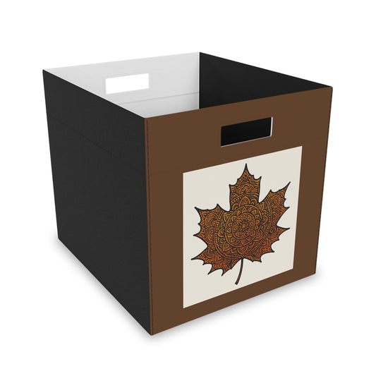 Autumn-Themed Felt Storage Box, Decorative Organizer for Home, Fall Decor, Leaves Pattern, Stylish Storage Solution