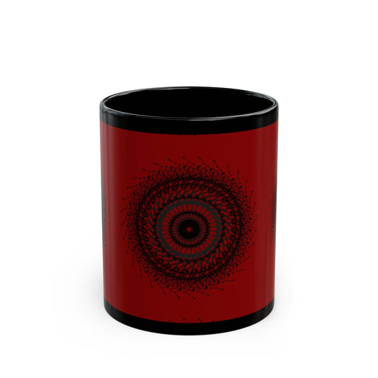 Red Mandala Black Mug - Artistic Tea/Coffee Cup for Home & Office