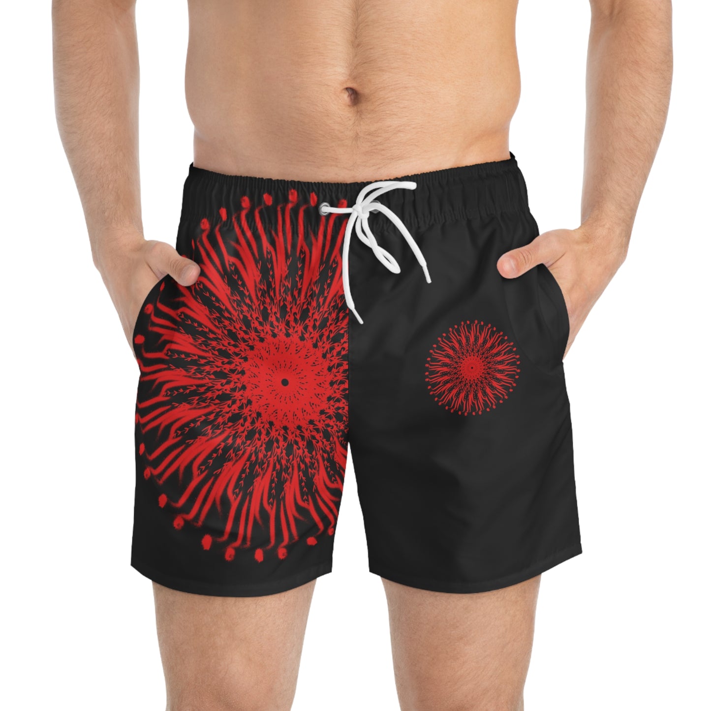 Vibrant Patterned Swim Trunks, Men's Beachwear, Summer Essentials, Pool Party Attire, Trendy Swimwear, Vacation Gear