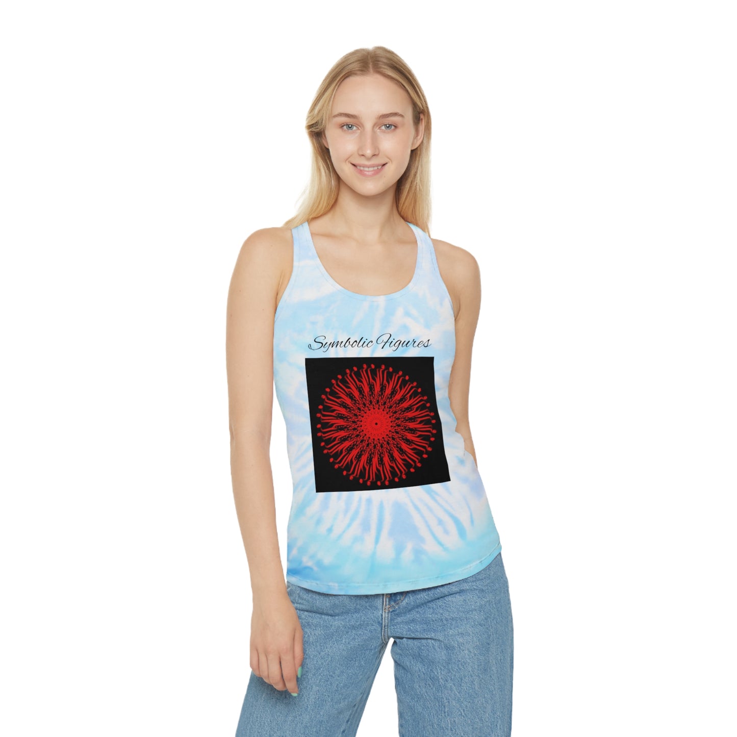 Vibrant Tie Dye Racerback Tank Top, Boho Summer Top, Festival Wear, Yoga Shirt, Beach Outfit, Art-Inspired Activewear
