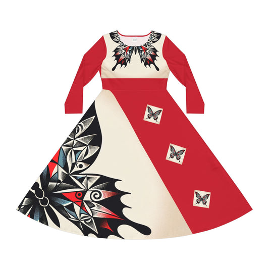 Elegant Women's Long Sleeve Dance Dress with Artistic Butterfly Design, Shabby Chic Dress, Vintage Style Outfit, Perfect for Dancers, [...]