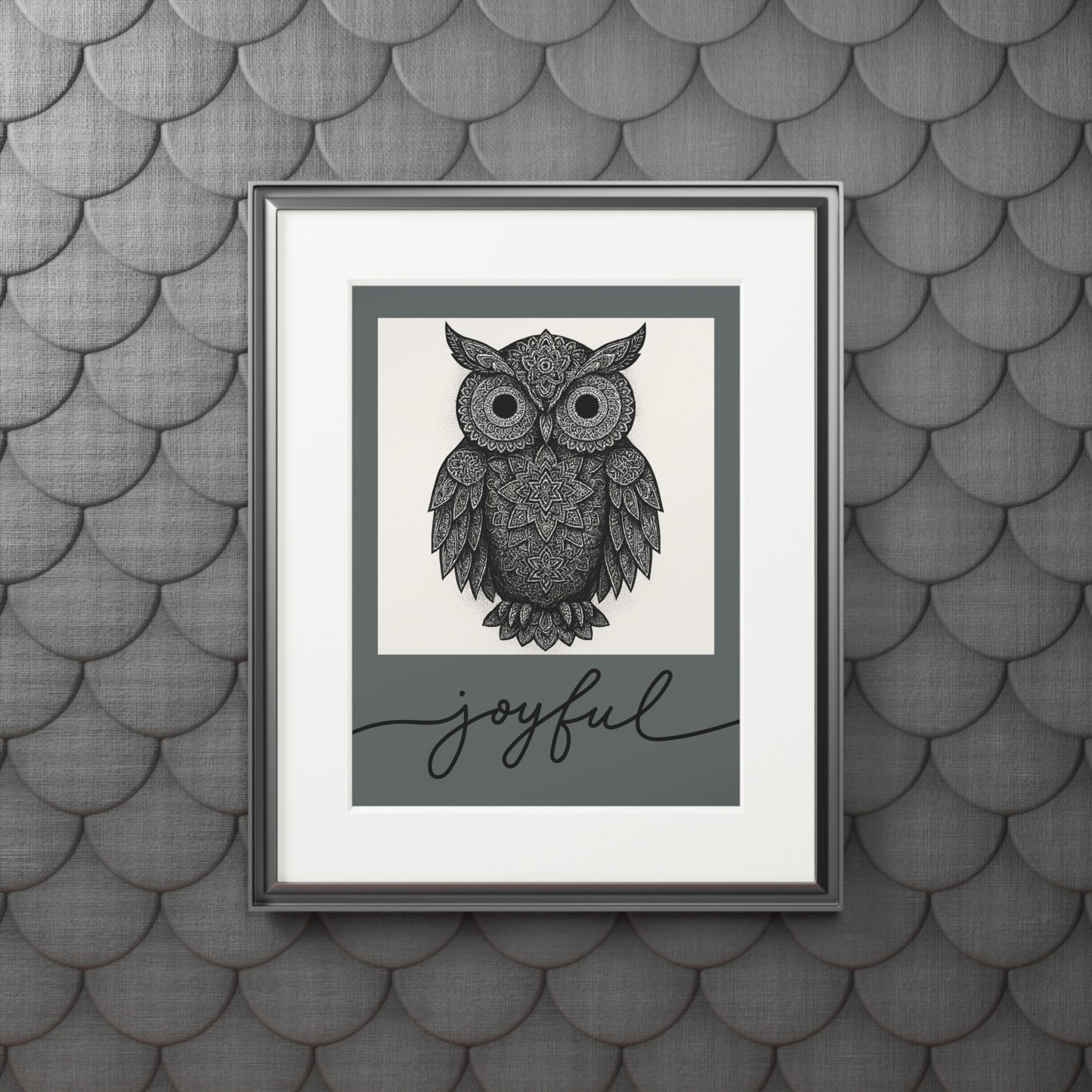 Joyful Owl Fine Art Print — Passepartout Frame