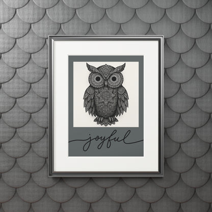 Joyful Owl Fine Art Print — Passepartout Frame
