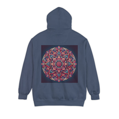 Garment-Dyed Mandala Hoodie - Cozy Floral Art Sweatshirt