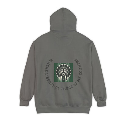 Patriotic Garment-Dyed Hoodie, Casual Sweatshirt, College Spirit Wear, Unisex Apparel, Comfortable Layering, Gift for Students
