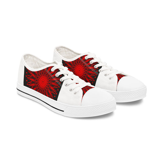 Stylish Custom Women's Low Top Sneakers with Bold Red Design, Casual Footwear, Fashion Sneakers, Unique Gift, Trendy Daily Wear