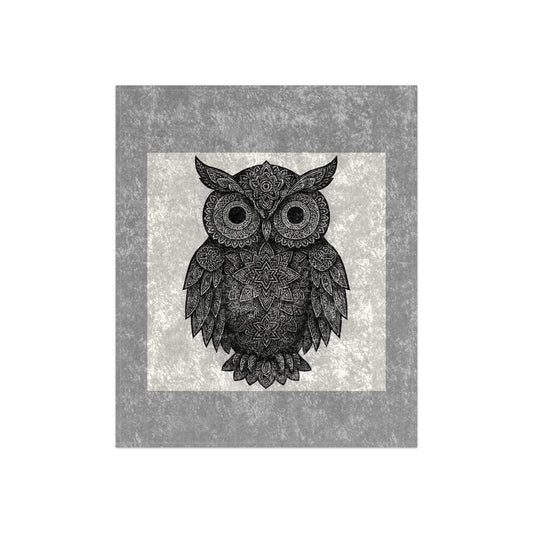 Owl Mandala Crushed Velvet Blanket