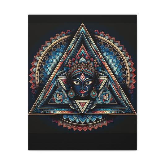 Kali Mandala Triangle Canvas Art — Stretched 1.5" Spiritual Wall Decor