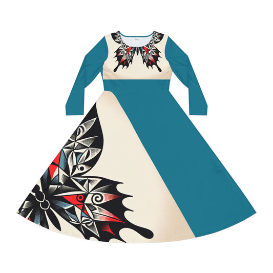 Elegant Women's Long Sleeve Dance Dress with Artistic Butterfly Design, Shabby Chic Dress, Vintage Style Outfit, Perfect for Dancers, [...]
