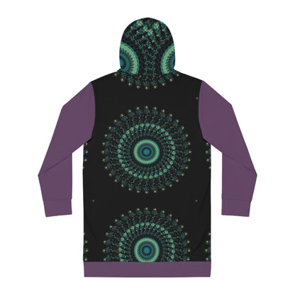 Bohemian Women's Hoodie Dress with Unique Mandala Pattern, Cozy Streetwear, Perfect for Casual Outings, Festivals, and Lounging