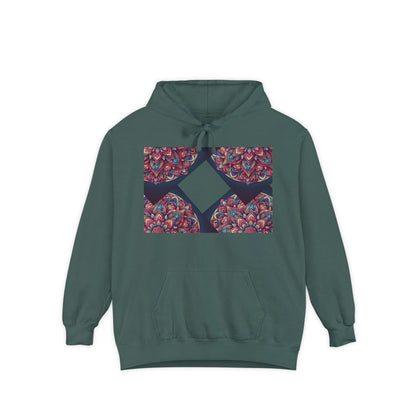 Garment-Dyed Mandala Hoodie - Cozy Floral Art Sweatshirt