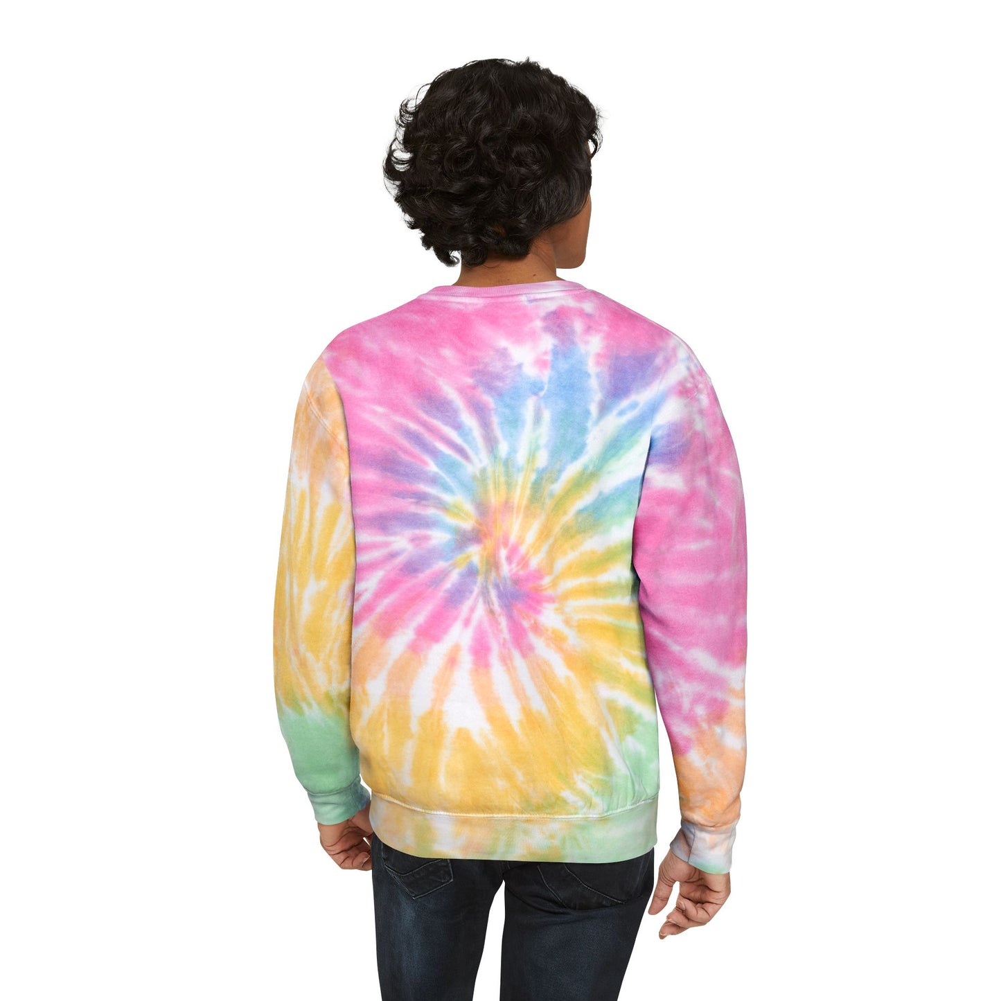 Trendy Tie-Dye Sweatshirt with Geometric Design, Cozy Unisex Outerwear, Perfect for Casual Wear, Gift for Friends, Stylish Layering