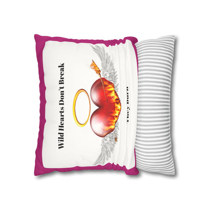 Wild Hearts Don't Break Faux Suede Pillowcase – Boho Decor for Heartfelt Spaces