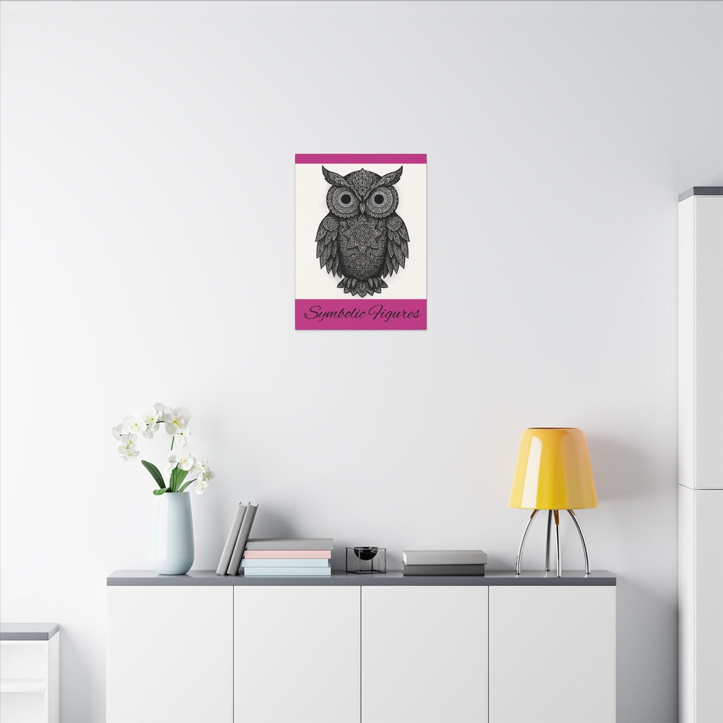 Owl Wall Art Canvas — 'Symbolic Figures' Matte Stretched Print