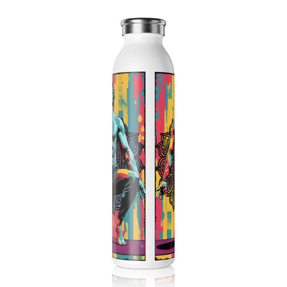 Vibrant Yoga Slim Water Bottle - Artistic Reusable Water Bottle, Eco-friendly Gift, Fitness Hydration, Art-inspired Flask, Colorful [...]