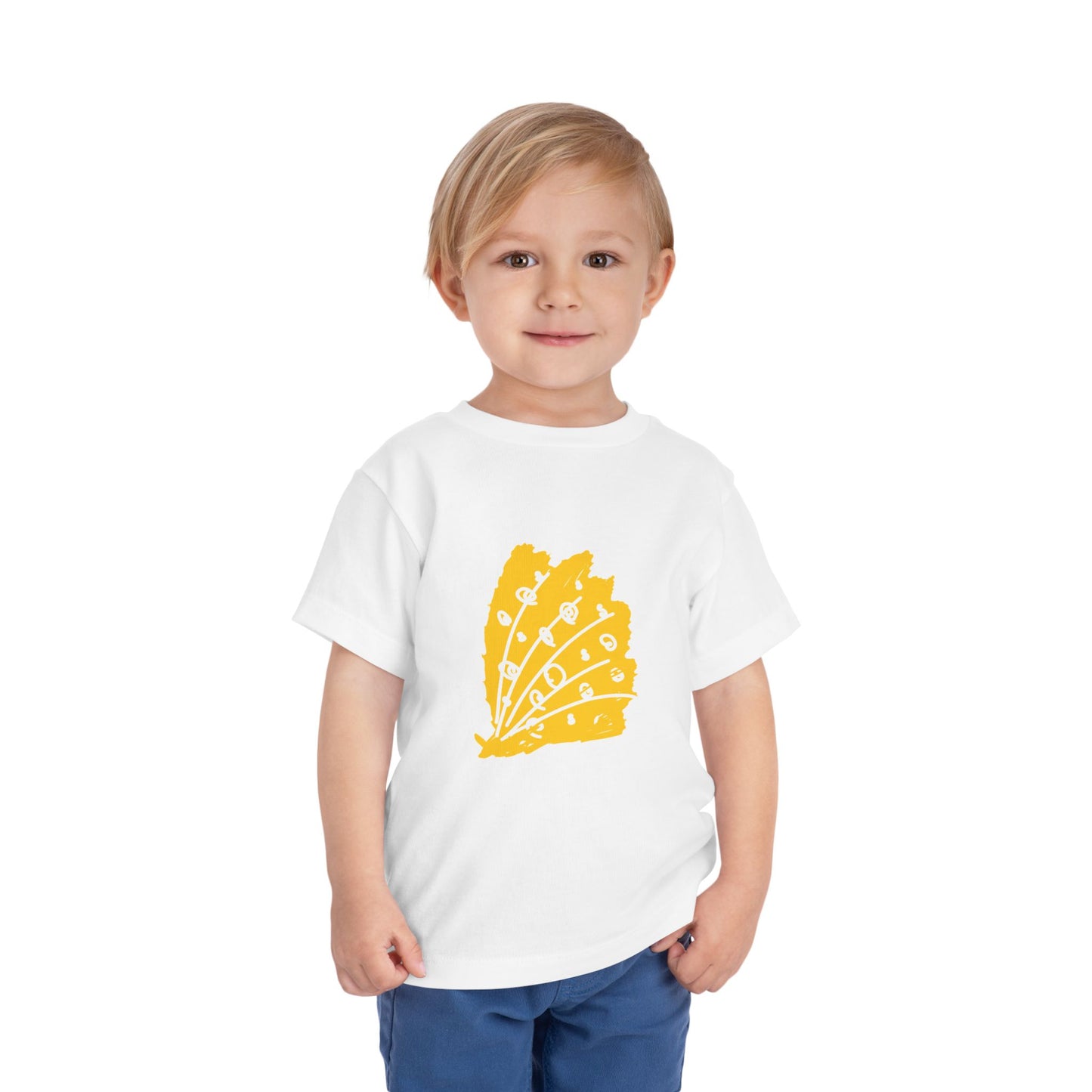 Sunny Leaf Toddler Tee, Cute Kid's Shirt, Summer Outfit, Nature Inspired Tee, Gift for Toddlers, Playtime Clothing, Eco-Friendly Tee