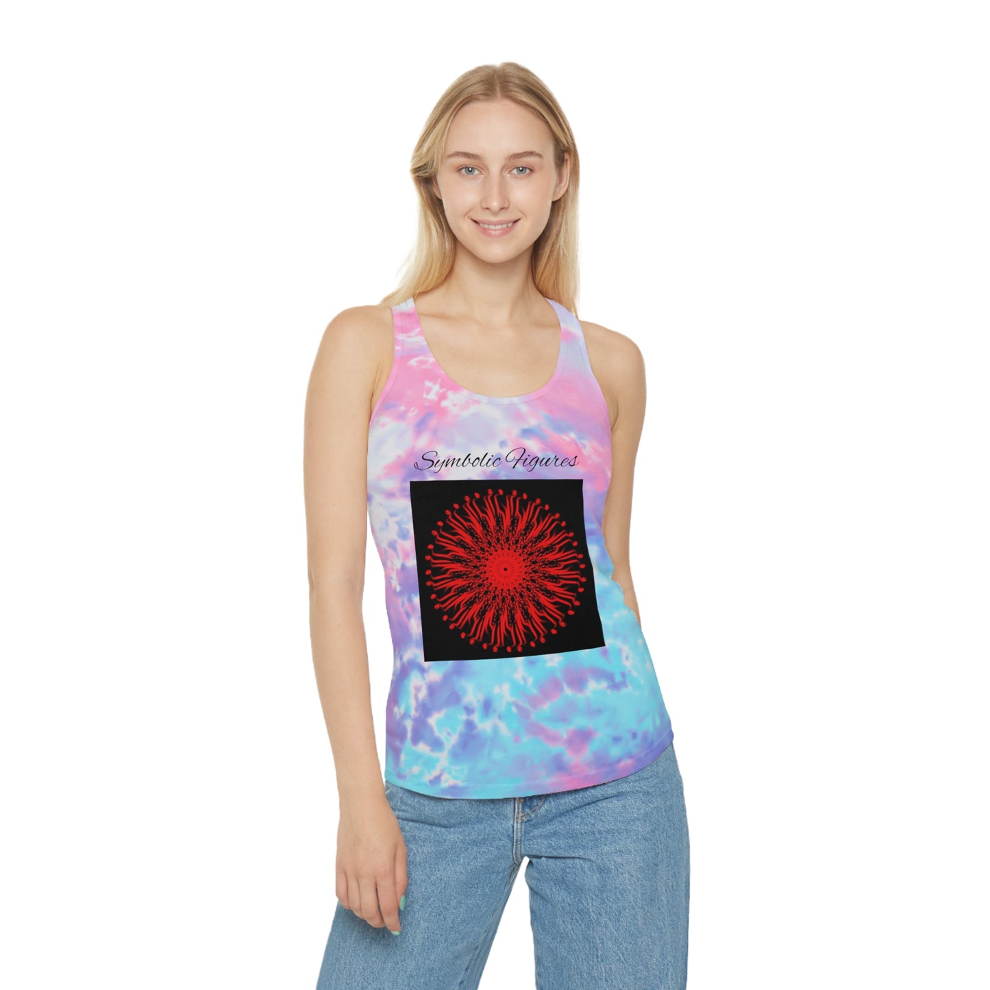 Vibrant Tie Dye Racerback Tank Top, Boho Summer Top, Festival Wear, Yoga Shirt, Beach Outfit, Art-Inspired Activewear