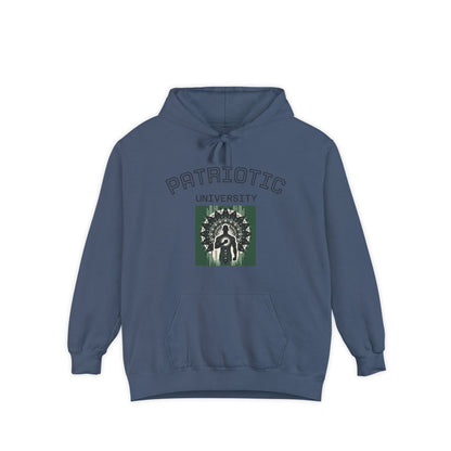 Patriotic Garment-Dyed Hoodie, Casual Sweatshirt, College Spirit Wear, Unisex Apparel, Comfortable Layering, Gift for Students