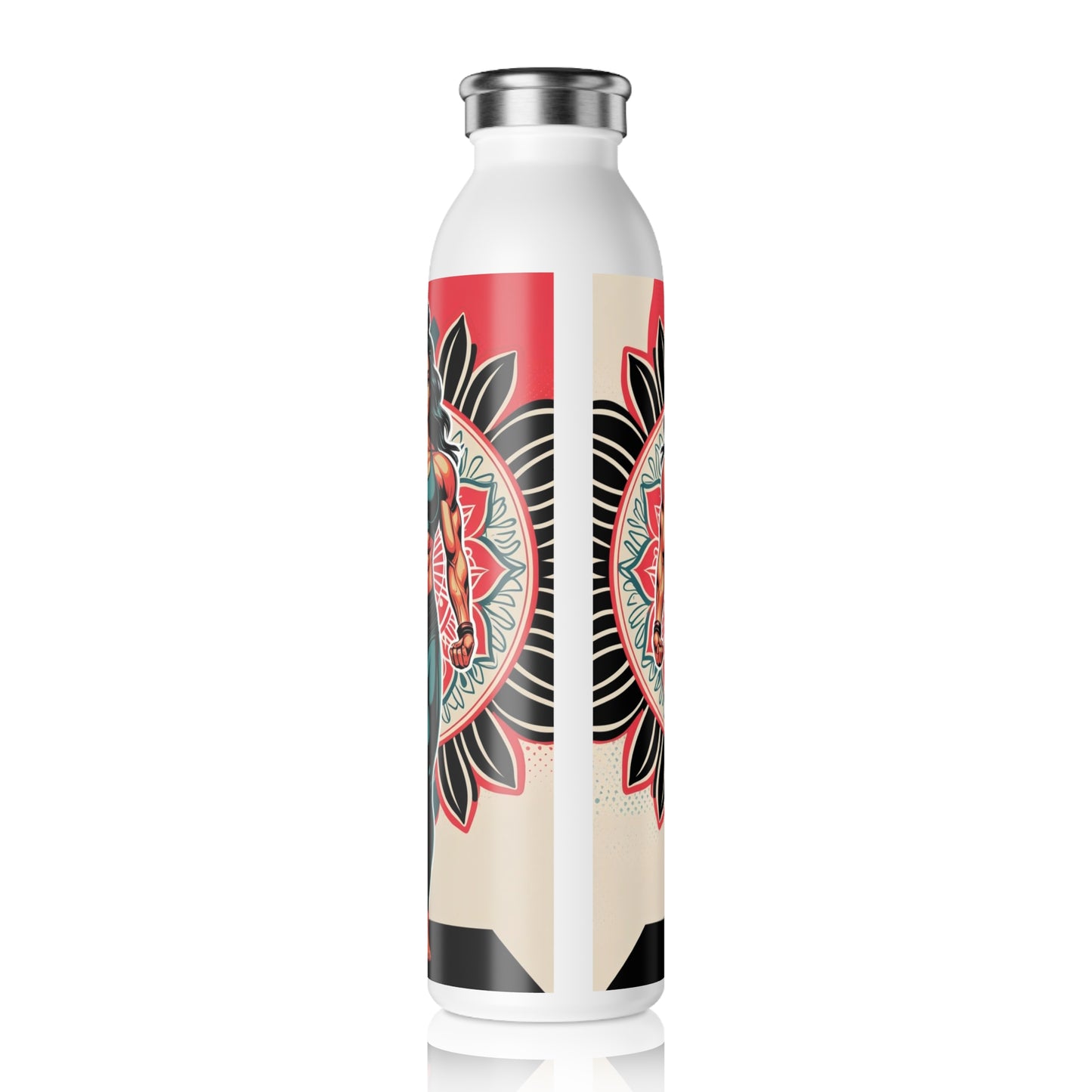 Vibrant Yoga Slim Water Bottle - Artistic Reusable Water Bottle, Eco-friendly Gift, Fitness Hydration, Art-inspired Flask, Colorful [...]