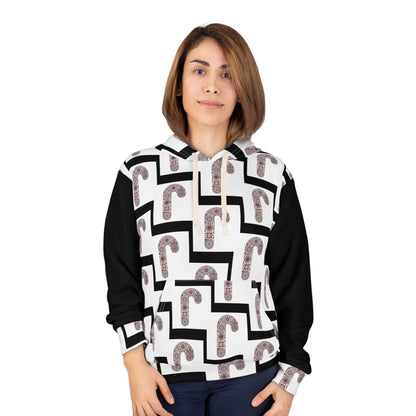 Candy Cane Pattern Unisex Pullover Hoodie, Christmas Gift, Holiday Apparel, Cozy Sweater, Festive Wear, Seasonal Style