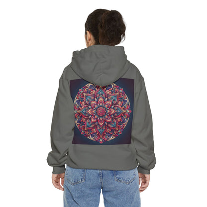Garment-Dyed Mandala Hoodie - Cozy Floral Art Sweatshirt