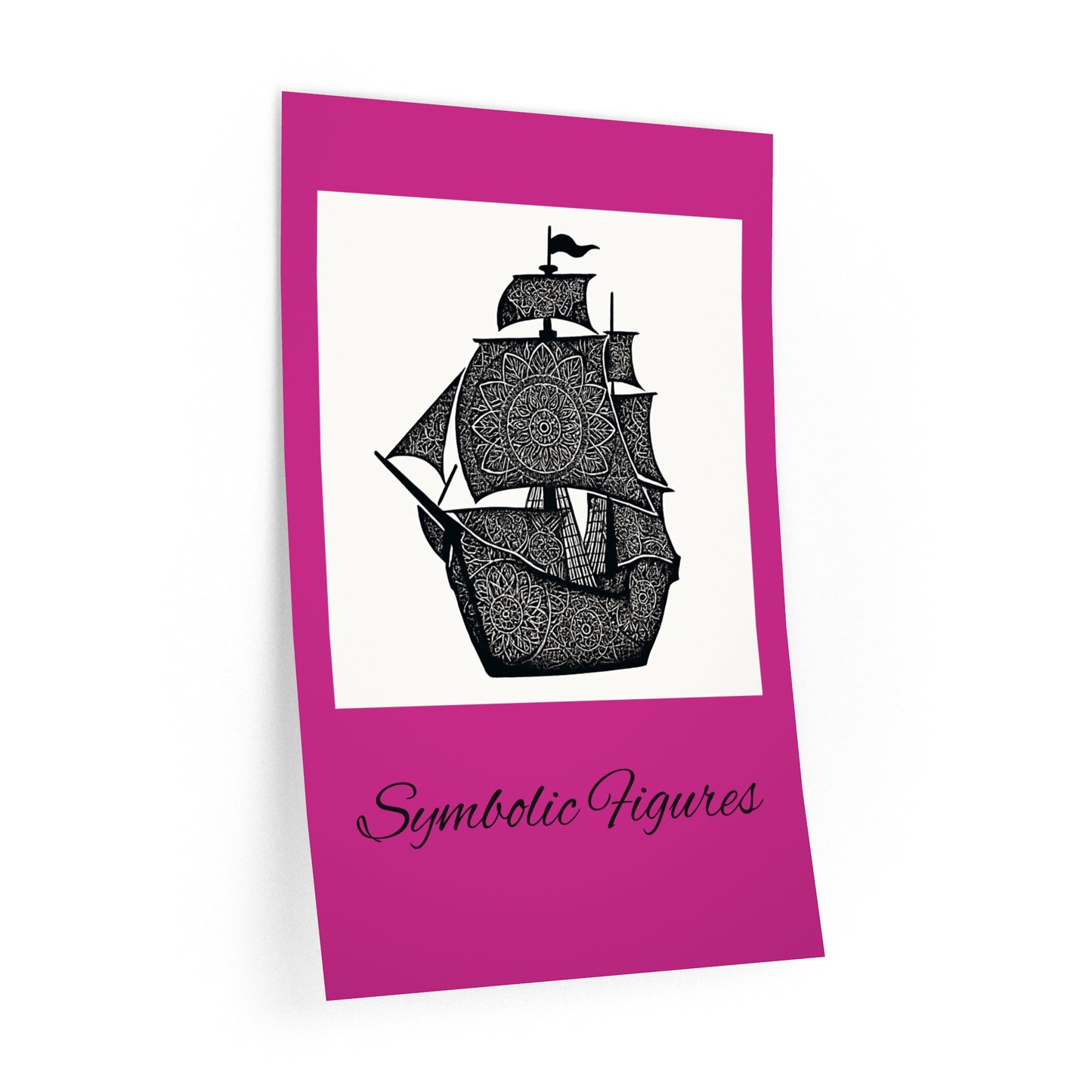 Sailboat Mandala Wall Decal – ‘Symbolic Figures’ Nautical Decor Sticker