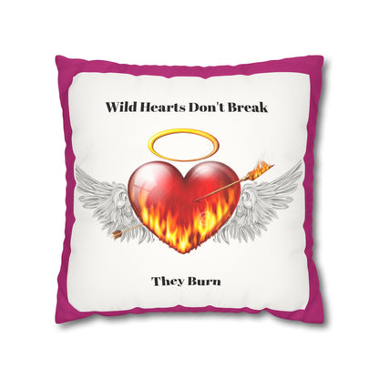 Wild Hearts Don't Break Faux Suede Pillowcase – Boho Decor for Heartfelt Spaces
