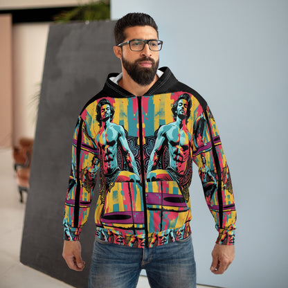 Vibrant Artistic Unisex Zip Hoodie, Colorful Zip Up, Comfortable Wear, Gift for Art Lovers, Casual Streetwear, Unique Fashion Statement
