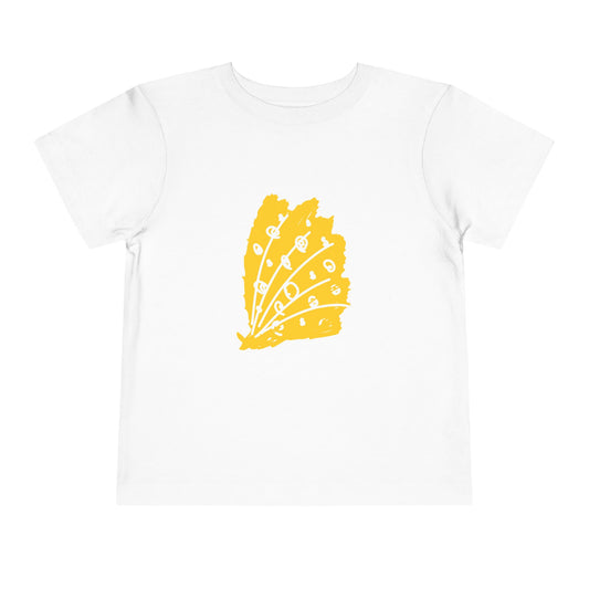 Sunny Leaf Toddler Tee, Cute Kid's Shirt, Summer Outfit, Nature Inspired Tee, Gift for Toddlers, Playtime Clothing, Eco-Friendly Tee