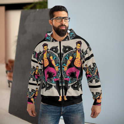 Vibrant Artistic Unisex Zip Hoodie, Colorful Zip Up, Comfortable Wear, Gift for Art Lovers, Casual Streetwear, Unique Fashion Statement