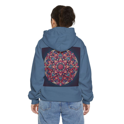 Garment-Dyed Mandala Hoodie - Cozy Floral Art Sweatshirt