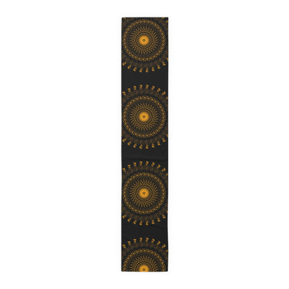 Elegant Gold Mandala Table Runner for Dining & Events