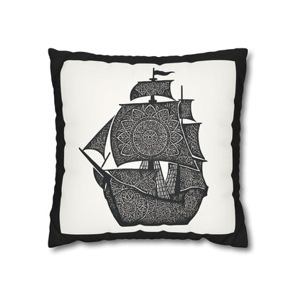 Nautical Mandala Pillowcase, Decorative Throw, Boat Decor, Bohemian Home Accent, Gift for Sailors, Ocean Lover's Home