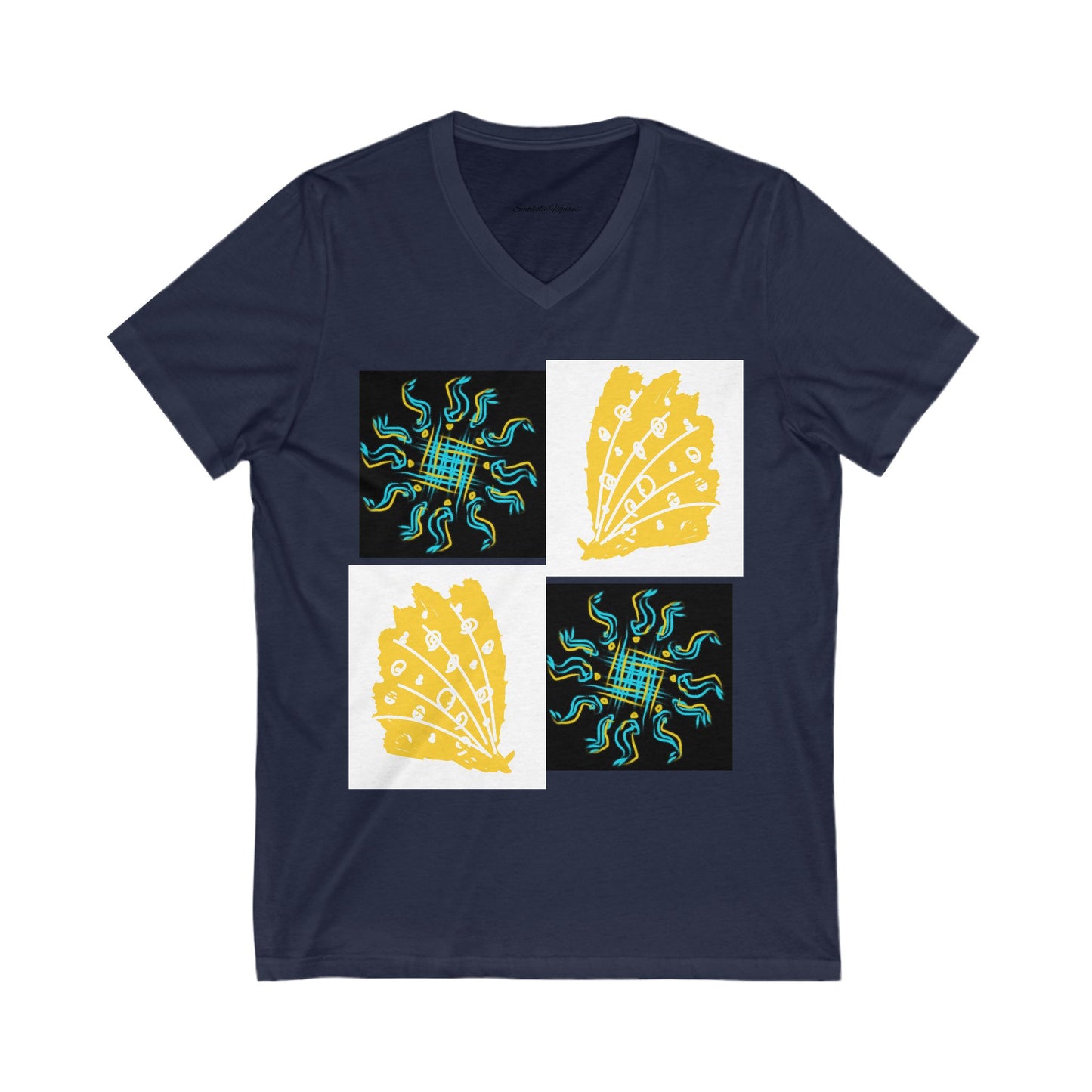 Colorful V-Neck Tee | Artistic T-Shirt, Unique Graphic Top, Casual Wear, Gift for Art Lovers, Summer Fashion