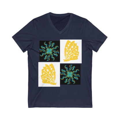 Colorful V-Neck Tee | Artistic T-Shirt, Unique Graphic Top, Casual Wear, Gift for Art Lovers, Summer Fashion