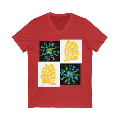 Colorful V-Neck Tee | Artistic T-Shirt, Unique Graphic Top, Casual Wear, Gift for Art Lovers, Summer Fashion