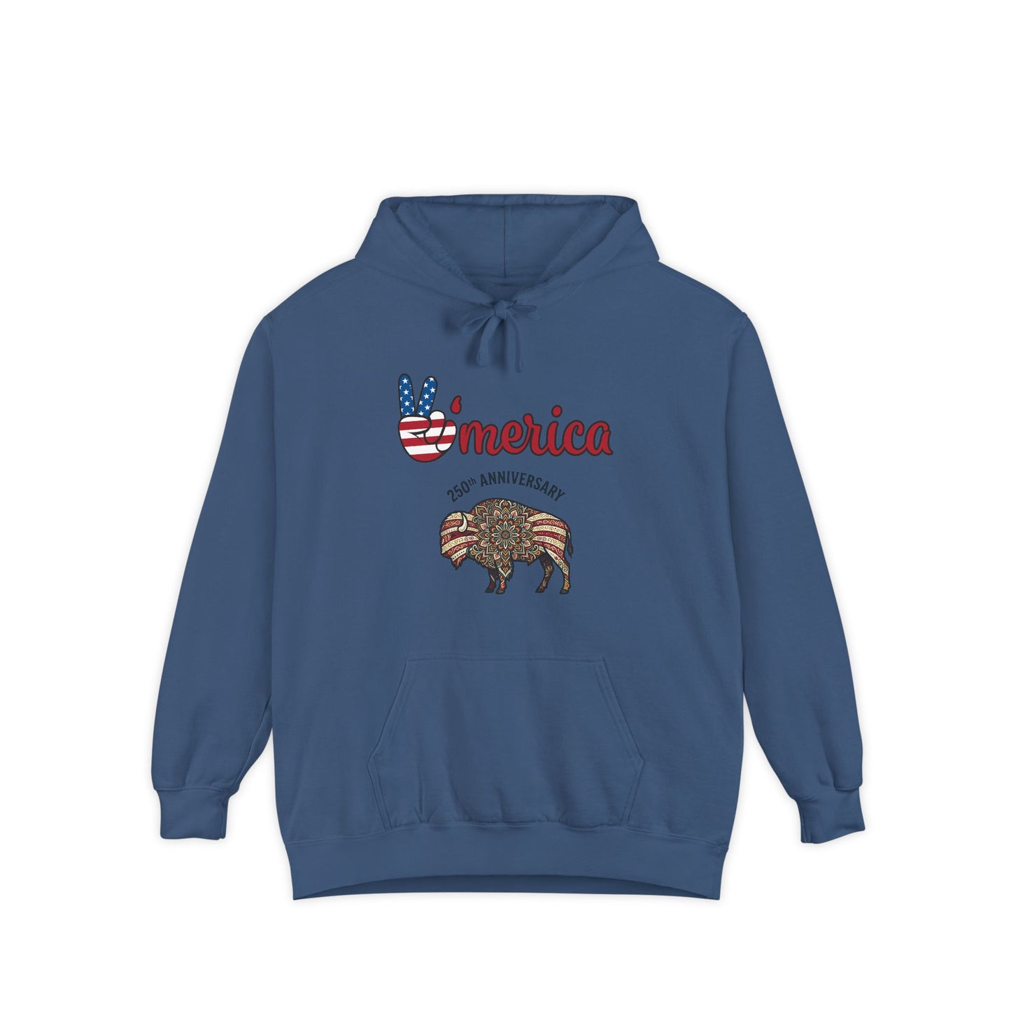 'Merica Peace Sign Hoodie — 250th Anniversary American Flag Bison