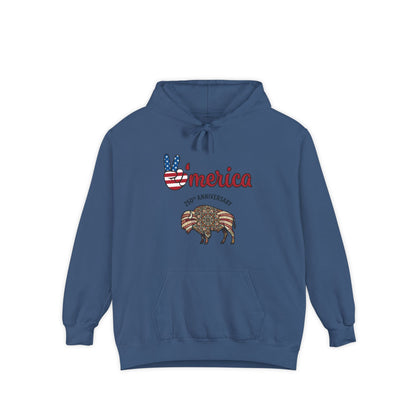 'Merica Peace Sign Hoodie — 250th Anniversary American Flag Bison