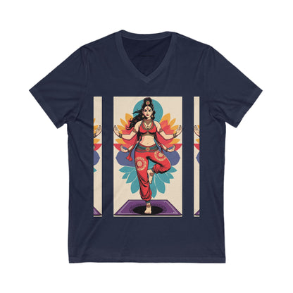 Colorful V-Neck Tee | Artistic T-Shirt, Unique Graphic Top, Casual Wear, Gift for Art Lovers, Summer Fashion