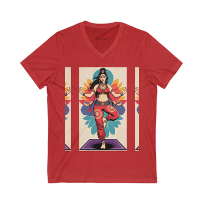 Colorful V-Neck Tee | Artistic T-Shirt, Unique Graphic Top, Casual Wear, Gift for Art Lovers, Summer Fashion