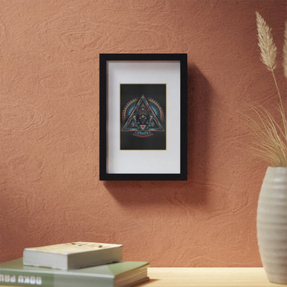 Framed Geometric Mandala Poster — Black Triangle Art Print