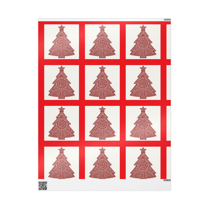 Christmas Tree Wrapping Paper - Red Square Holiday Gift Wrap