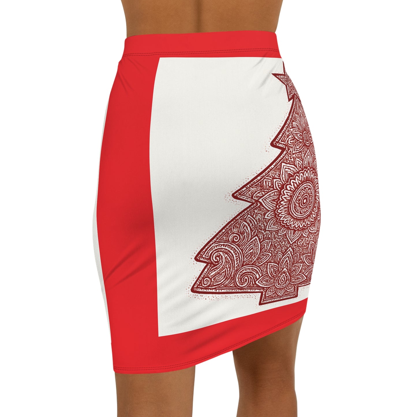 Christmas Tree Mandala Pencil Skirt – Women's Holiday Midi
