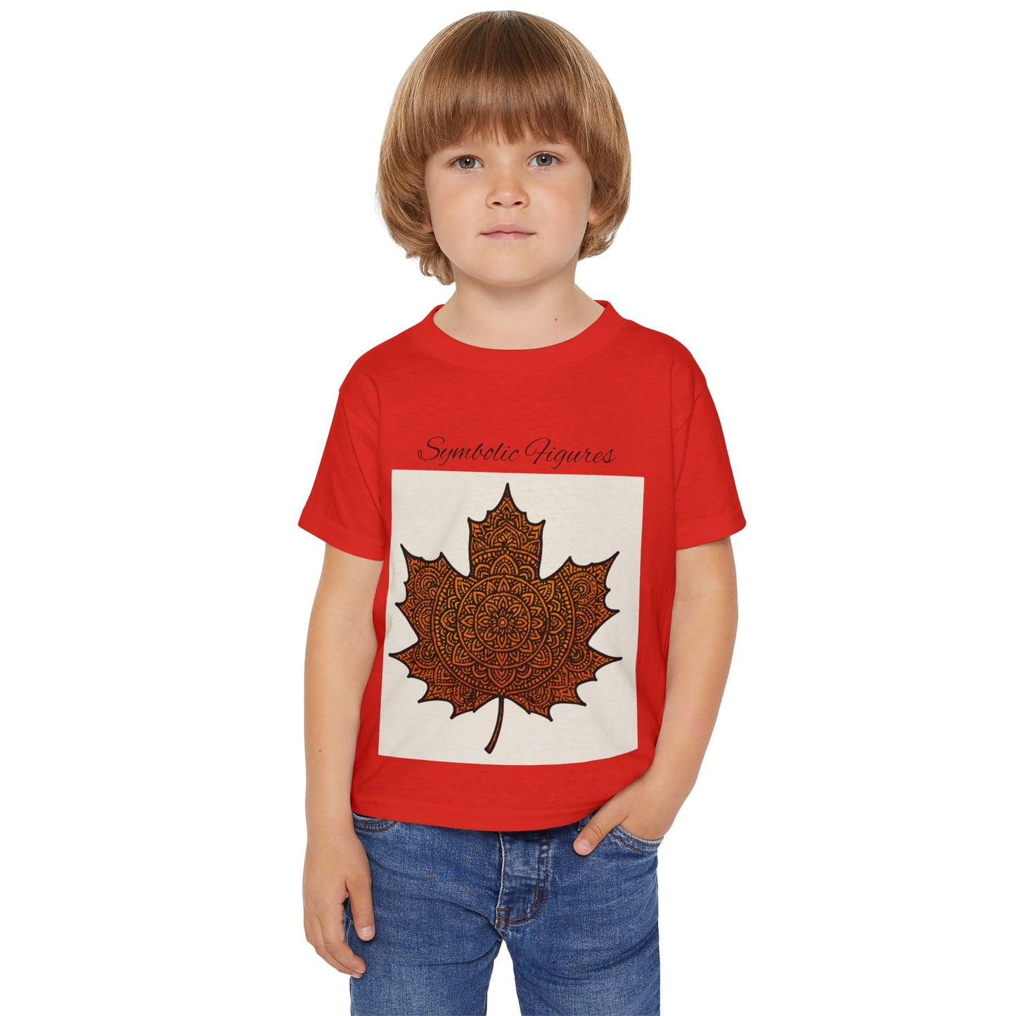 Artistic Maple Leaf Toddler T-shirt, Unique Kids Tee, Nature-Inspired Shirt, Fall Dress-Up, Eco-Friendly Baby Clothes