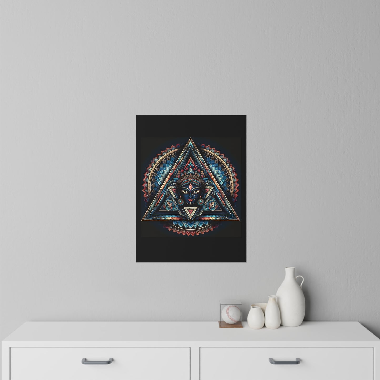 Geometric Goddess Mandala Wall Decal — Spiritual Triangle Art Poster