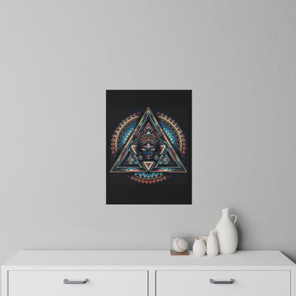 Geometric Goddess Mandala Wall Decal — Spiritual Triangle Art Poster