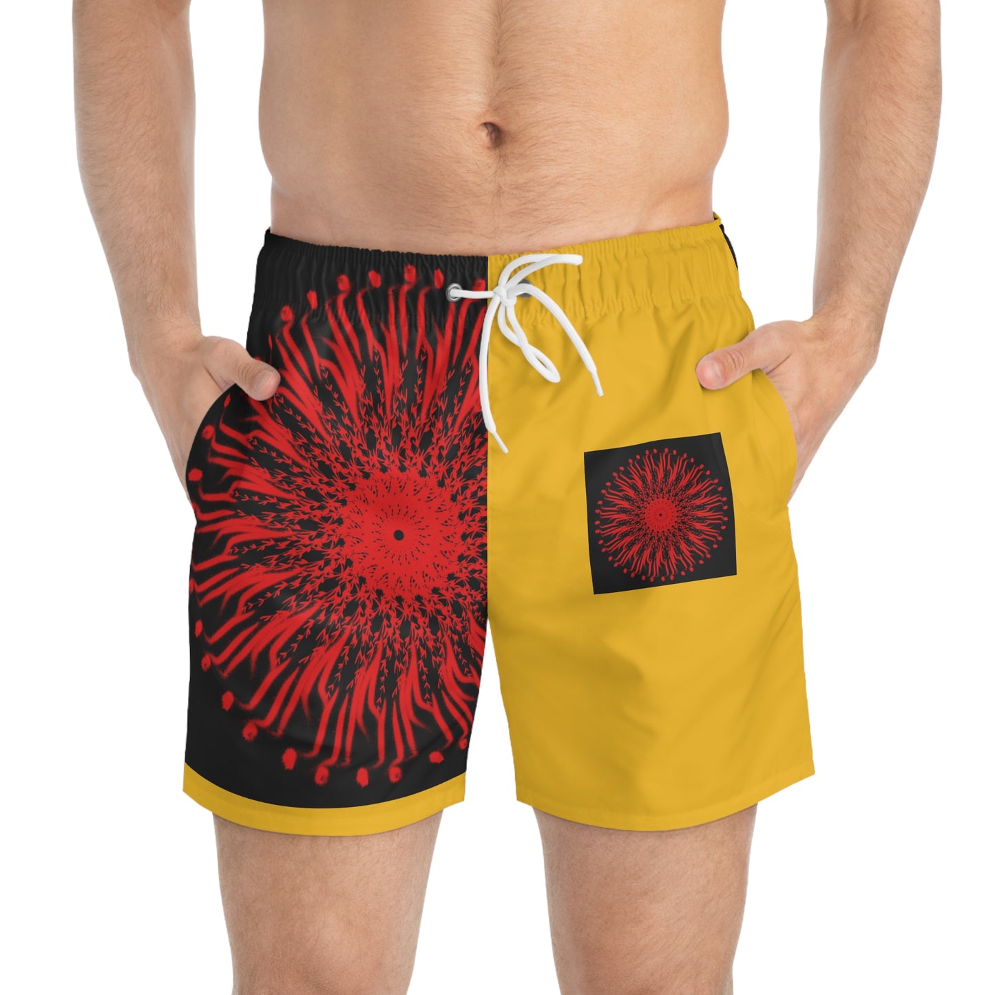 Vibrant Patterned Swim Trunks, Men's Beachwear, Summer Essentials, Pool Party Attire, Trendy Swimwear, Vacation Gear
